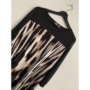 Chicos Travelers Sz 2 Large Black Animal Print Colorful Top Blouse, Packable F3